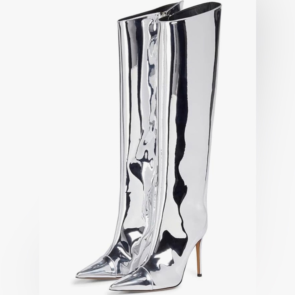 ARQA Studio Silver Metallic Knee High Boots